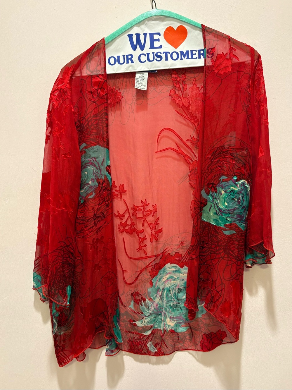 Red silk sheer lightweight “jacket “